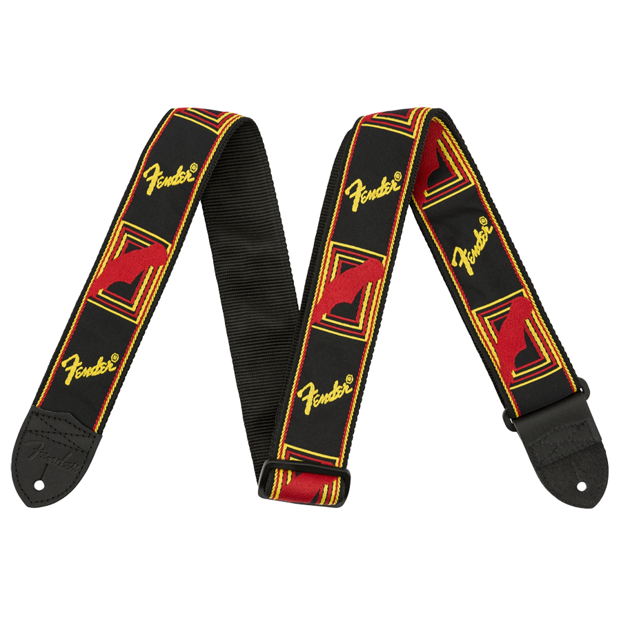FENDER STRAP MONOGRAMED BLK/YELL