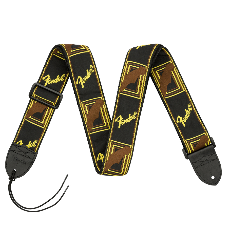 FENDER STRAP MONOGRAMED BLK/YELL/BROWN